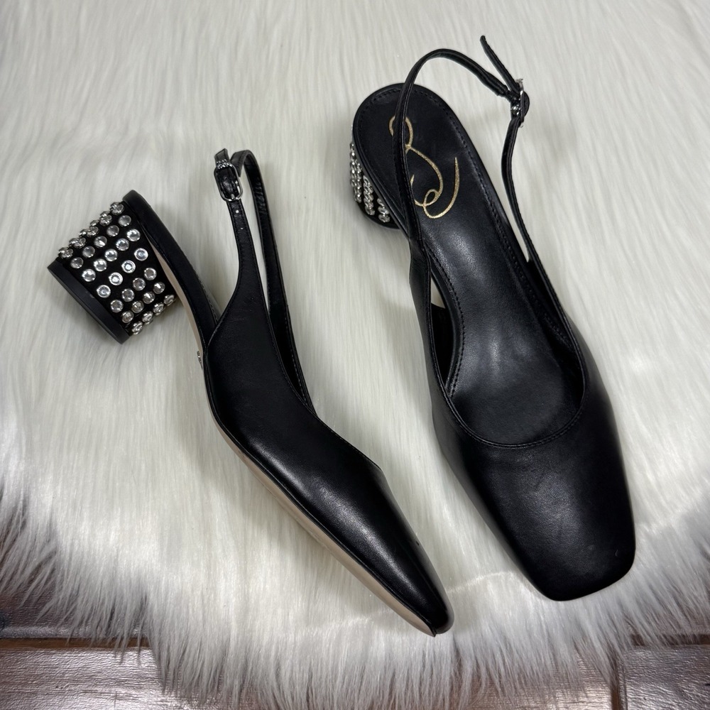 Sam Edelman Women's Size 7 Black Rhinestone Terra Slingback Pump Heels